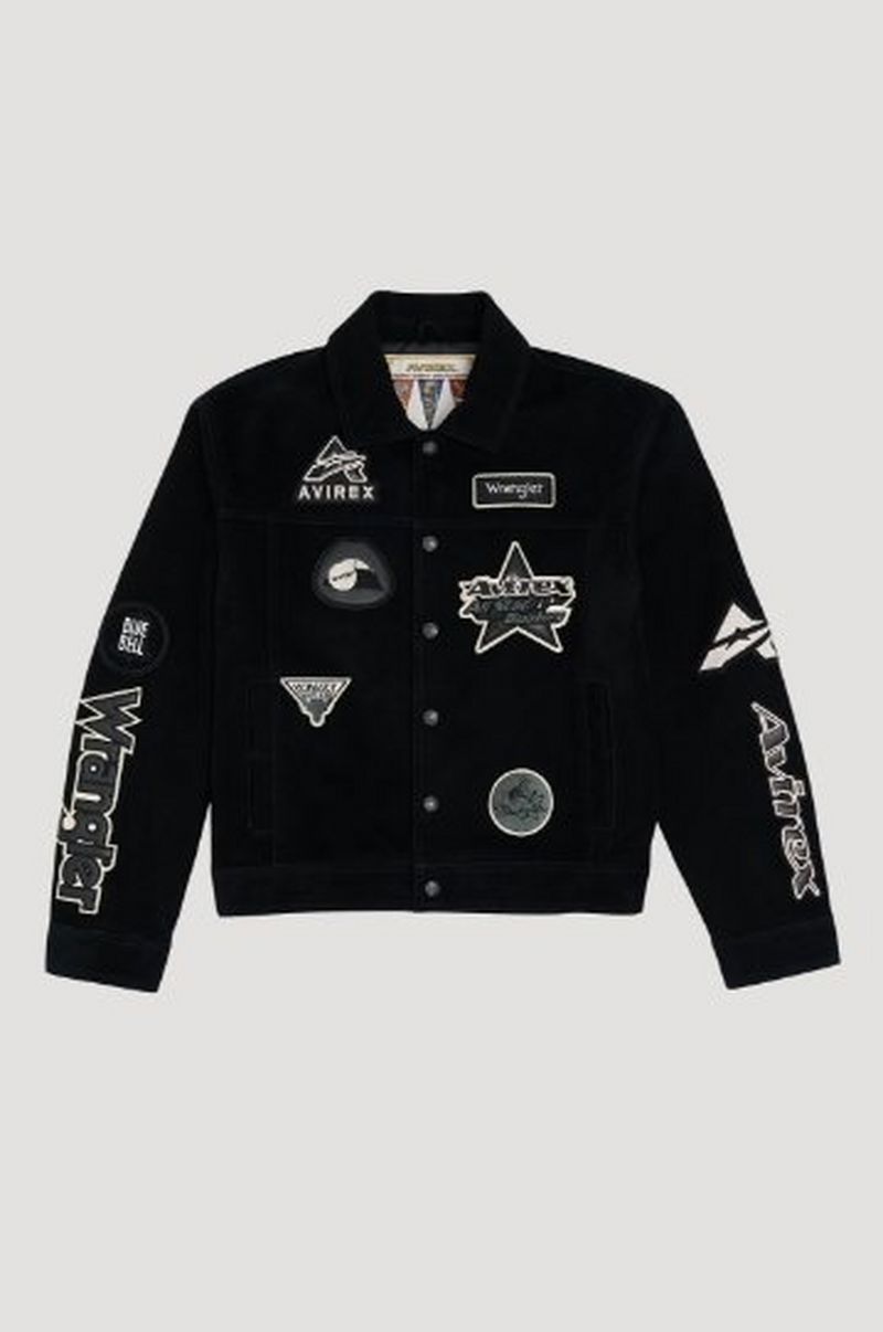 AVIREX LEATHER PATCH DENIM JACKET BLACK 【公式通販】