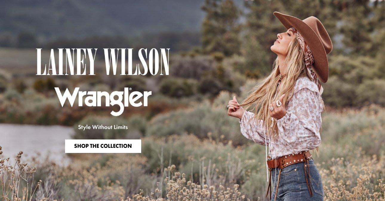 profile shot of Lainey Wilson looking up - Shop Lainey Wilson x Wrangler Summer 2026 Collection