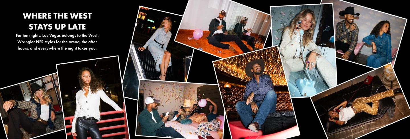 Collage of black background and polaroid images of friends on a night nout.