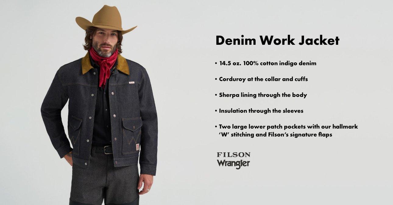 Filson x Wrangler Two-Tone Denim Work Jacket in Indigo