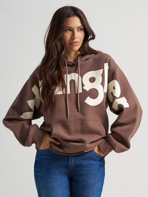 Women wearing Wrangler blue pullover hoodie