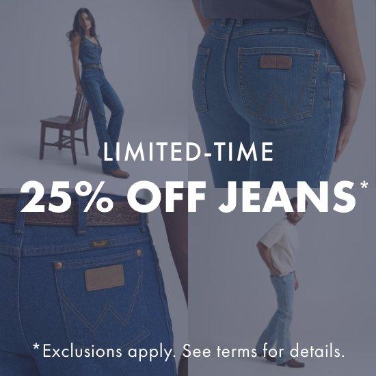 25% OFF JEANS* Exclusions apply.