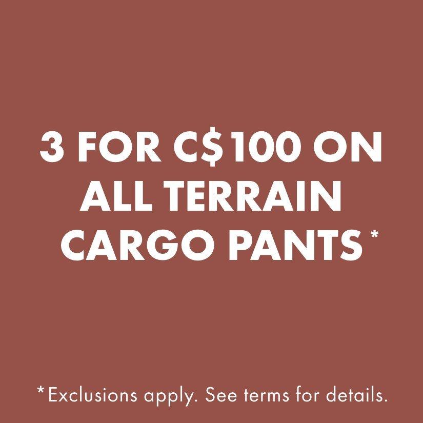 3 for $75 on All Terrain Cargo Pants*