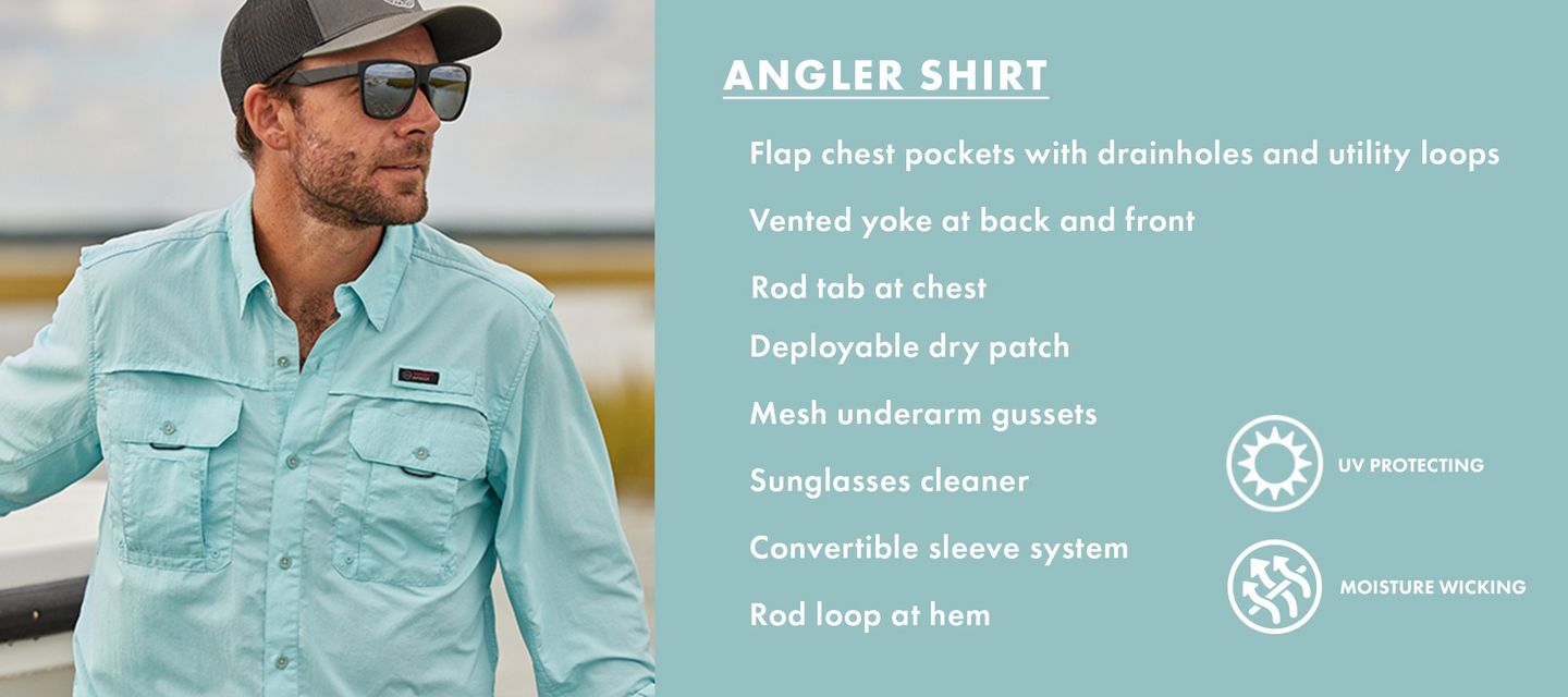 Wrangler Mens ATG Angler Long Sleeve Shirt in Oceanic
