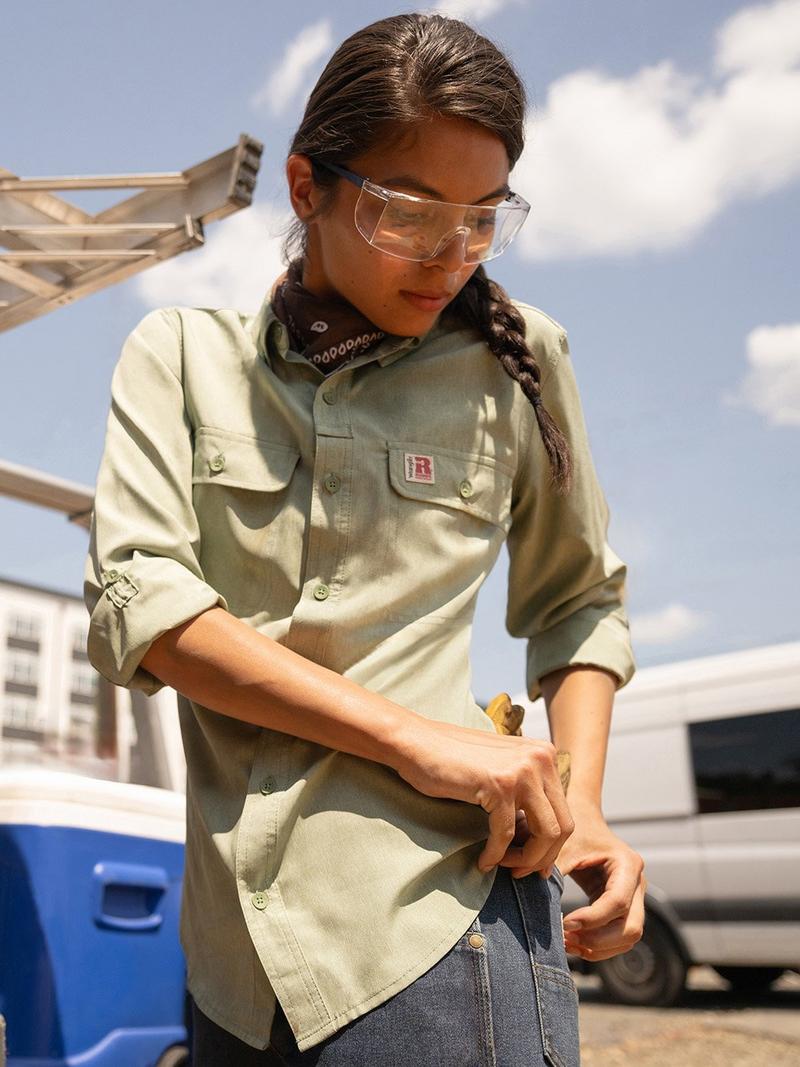 Woman in technical work shirt