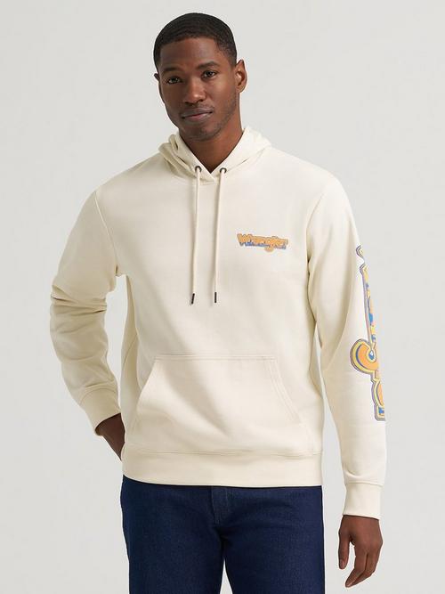 Man wearing wrangler graphic hoodie