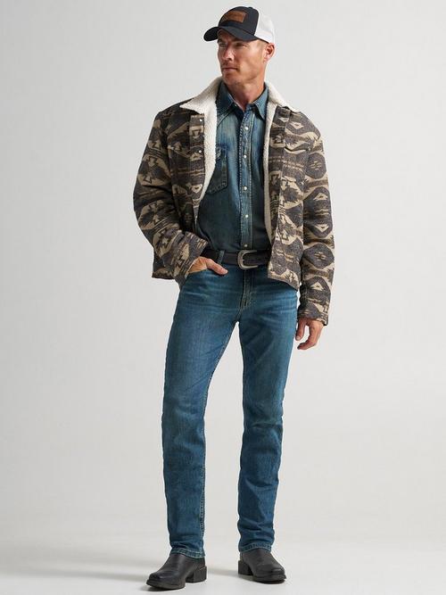 Man wearing  Wrangler slim fit  jeans