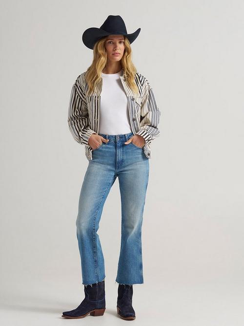 Women wearing Wrangler Kick Flare Cropped Jeans 
