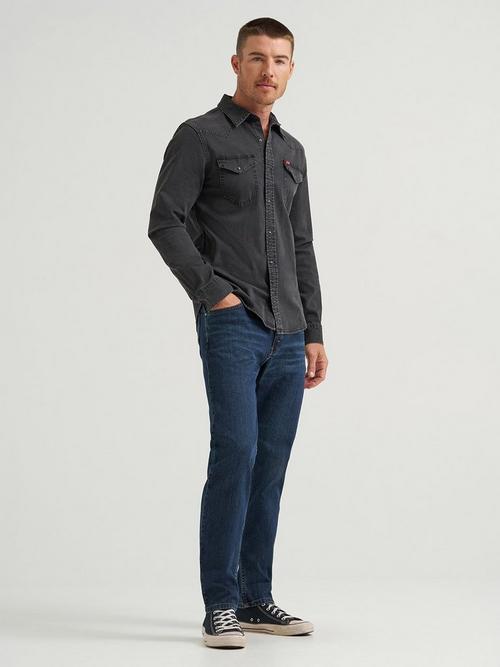Man wearing  Wrangler slim fit  jeans