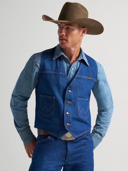 Man in Wrangler Denim Vest