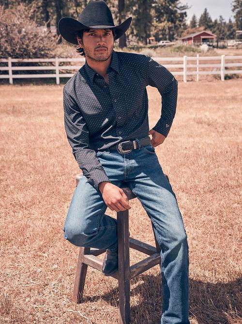 Man wearing a Wrangler Cody Johnson Collection western button down shirt