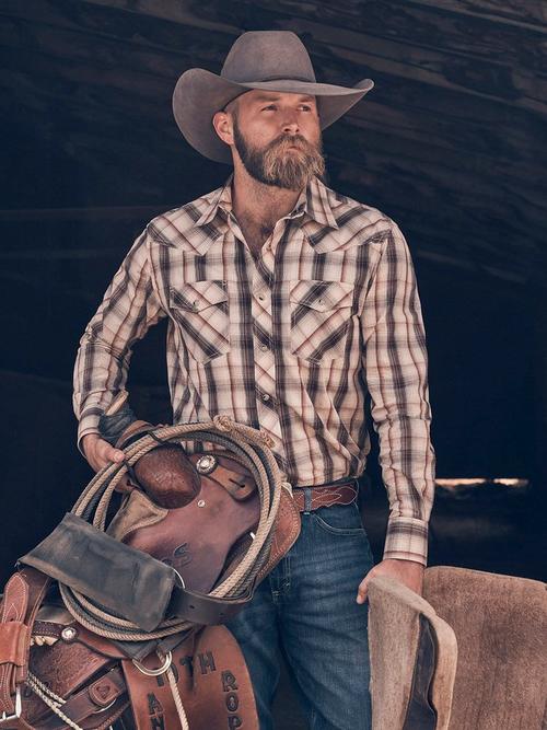 Man wearing a Wrangler Western Button Down Shirt